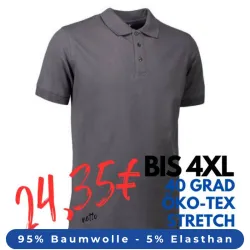 ARBEITS-POLO-SHIRT HERREN | STRETCH 525 von ID / Farbe: koks / 95% BAUMWOLLE 5% ELASTHAN