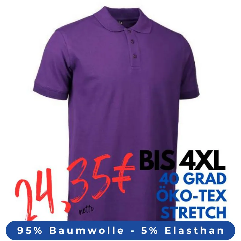 ARBEITS-POLO-SHIRT HERREN | STRETCH 525 von ID / Farbe: lila / 95% BAUMWOLLE 5% ELASTHAN | MEIN-KASACK.de - KASACK - KASACKS