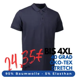 ARBEITS-POLO-SHIRT HERREN | STRETCH 525 von ID / Farbe: navy / 95% BAUMWOLLE 5% ELASTHAN