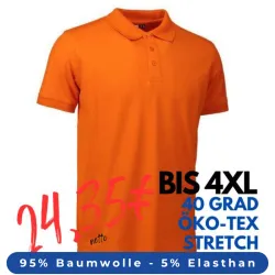 ARBEITS-POLO-SHIRT HERREN | STRETCH 525 von ID / Farbe: orange / 95% BAUMWOLLE 5% ELASTHAN