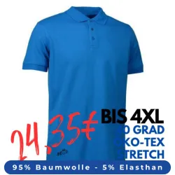 ARBEITS-POLO-SHIRT HERREN | STRETCH 525 von ID / Farbe: türkis / 95% BAUMWOLLE 5% ELASTHAN