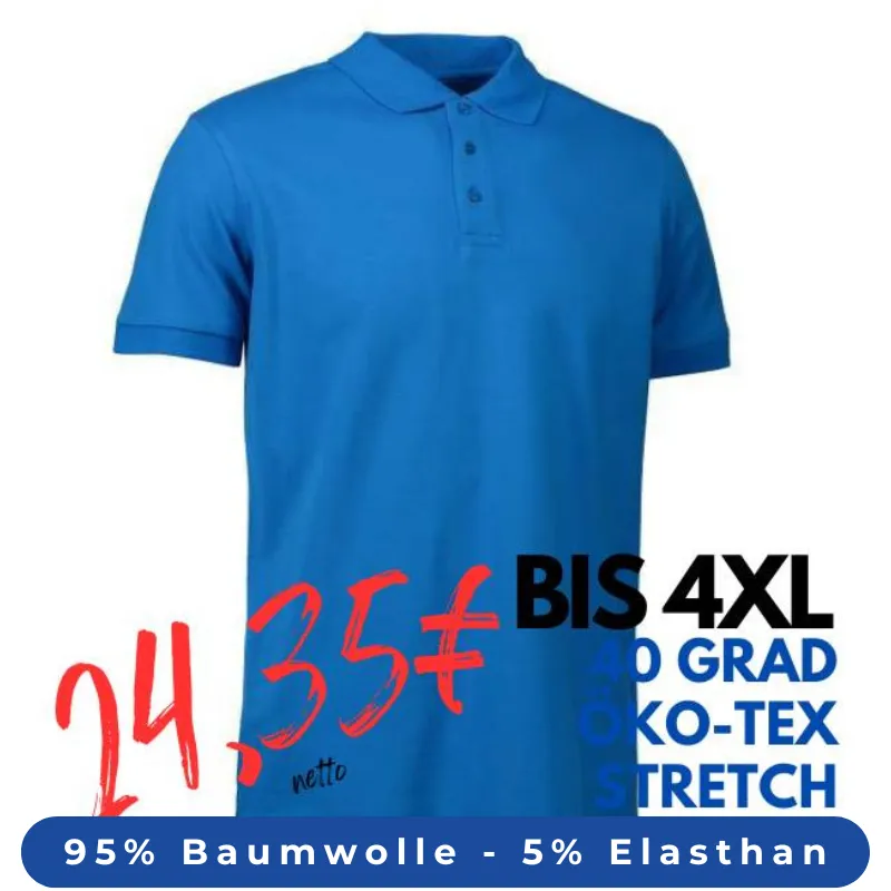 ARBEITS-POLO-SHIRT HERREN | STRETCH 525 von ID / Farbe: türkis / 95% BAUMWOLLE 5% ELASTHAN | MEIN-KASACK.de - KASACK - KASACKS