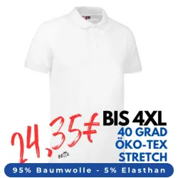 ARBEITS-POLO-SHIRT HERREN | STRETCH 525 von ID / Farbe: weiß  / 95% BAUMWOLLE 5% ELASTHAN