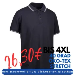 ARBEITS-POLO-SHIRT HERREN | Stretch Kontrast 522 von ID / Farbe: navy / 85% BAUMWOLLE 10% VISKOSE 5% ELASTHAN