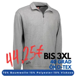 ARBEITS-SWEATSHIRT / ARBEITSPULLOVER HERREN | 603 von ID / Farbe: grau / 75% BAUMWOLLE 15% POLYESTER 10% VISKOSE
