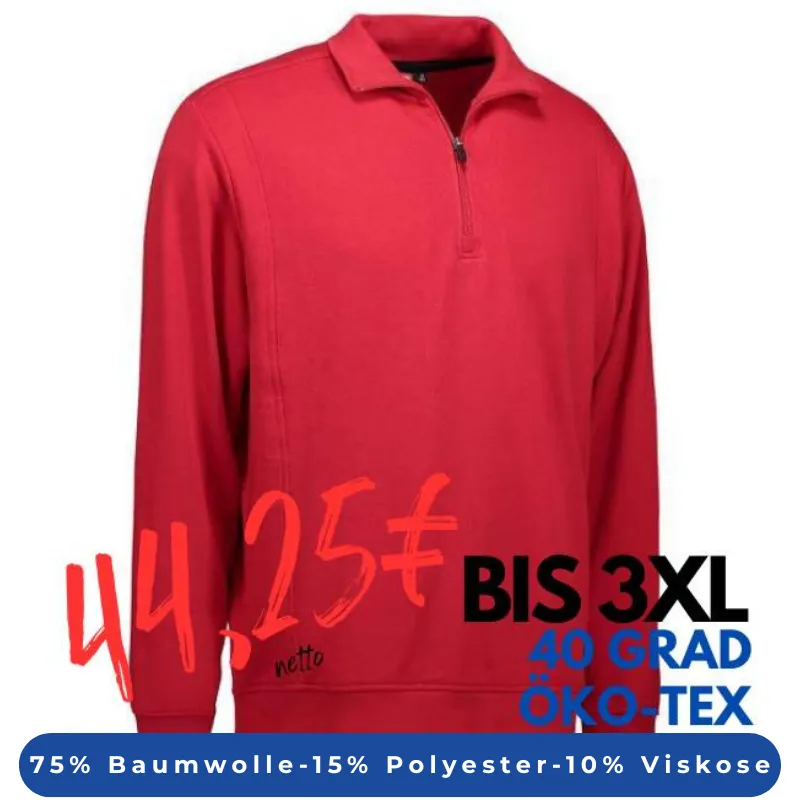 ARBEITS-SWEATSHIRT / ARBEITSPULLOVER HERREN | 603 von ID / Farbe: rot / 75% BAUMWOLLE 15% POLYESTER 10% VISKOSE | MEIN-KASACK.de - KASACK - KASACKS
