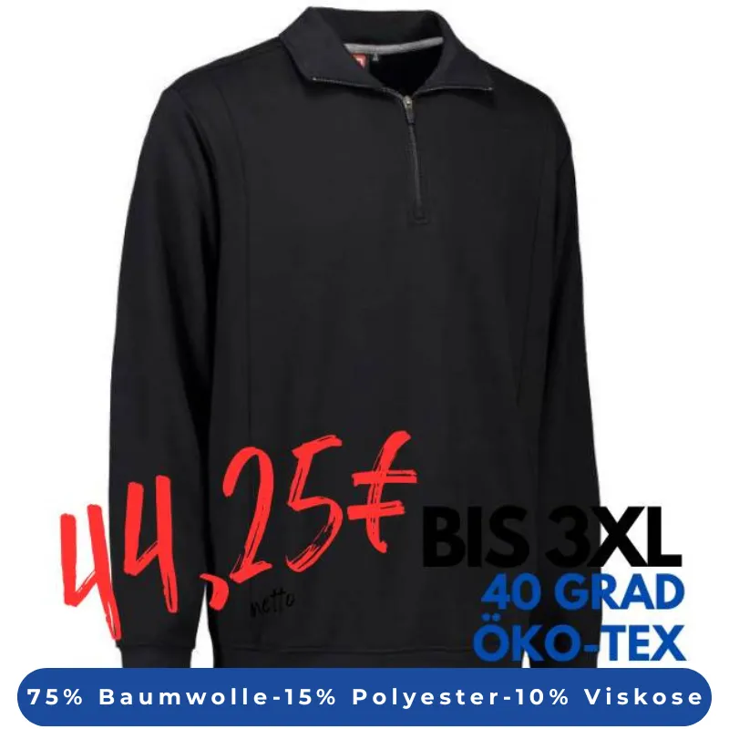 ARBEITS-SWEATSHIRT / ARBEITSPULLOVER HERREN | 603 von ID / Farbe: schwarz / 75% BAUMWOLLE 15% POLYESTER 10% VISKOSE | MEIN-KASACK.de - KASACK - KASACKS