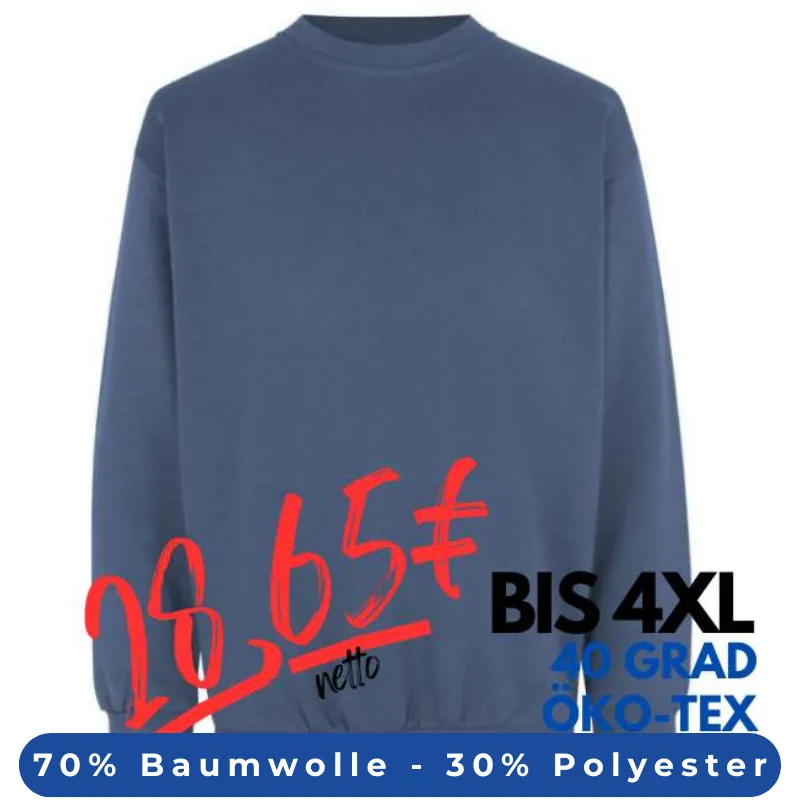 ARBEITS-SWEATSHIRT / ARBEITSPULLOVER HERREN | Classic 600 von ID / Farbe: indigo / 70% BAUMWOLLE 30% POLYESTER | MEIN-KASACK.de - KASACK - KASACKS