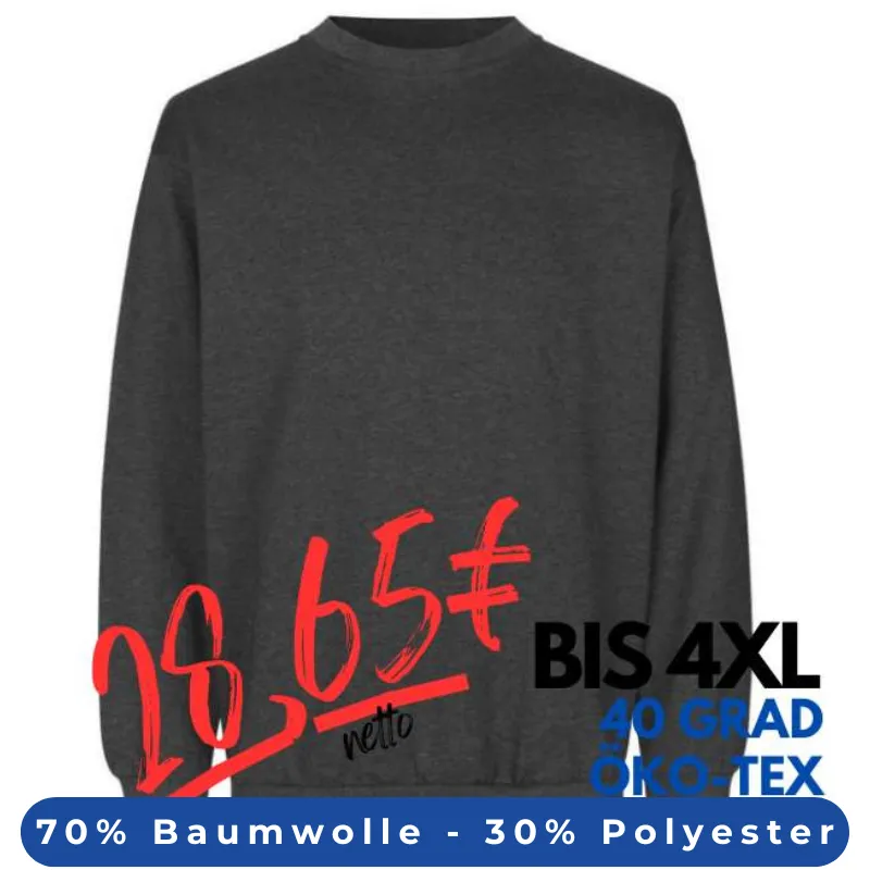 ARBEITS-SWEATSHIRT / ARBEITSPULLOVER HERREN | Classic 600 von ID / Farbe: koks / 70% BAUMWOLLE 30% POLYESTER | MEIN-KASACK.de - KASACK - KASACKS