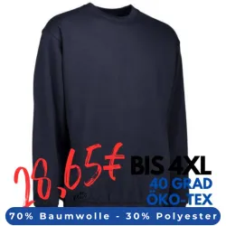 ARBEITS-SWEATSHIRT / ARBEITSPULLOVER HERREN | Classic 600 von ID / Farbe: navy  / 70% BAUMWOLLE 30% POLYESTER