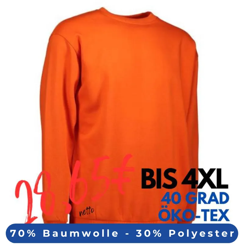 ARBEITS-SWEATSHIRT / ARBEITSPULLOVER HERREN | Classic 600 von ID / Farbe: orange / 70% BAUMWOLLE 30% POLYESTER | MEIN-KASACK.de - KASACK - KASACKS