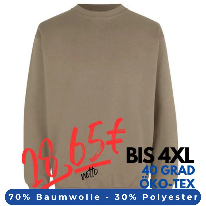 ARBEITS-SWEATSHIRT / ARBEITSPULLOVER HERREN | Classic 600 von ID / Farbe: sand / 70% BAUMWOLLE 30% POLYESTER | MEIN-KASACK.de - KASACK - KASACKS