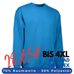 ARBEITS-SWEATSHIRT / ARBEITSPULLOVER HERREN | Classic 600 von ID / Farbe: türkis / 70% BAUMWOLLE 30% POLYESTER