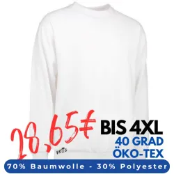 ARBEITS-SWEATSHIRT / ARBEITSPULLOVER HERREN | Classic 600 von ID / Farbe: weiß / 70% BAUMWOLLE 30% POLYESTER