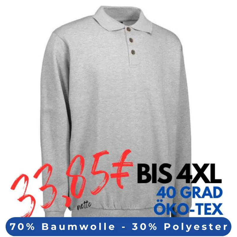 ARBEITS-SWEATSHIRT / ARBEITSPULLOVER HERREN | Classic Polo 601 von ID / Farbe: hellgau / 70% BAUMWOLLE 30% POLYESTER | MEIN-KASACK.de - KASACK - KASACKS