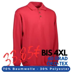 ARBEITS-SWEATSHIRT / ARBEITSPULLOVER HERREN | Classic Polo 601 von ID / Farbe: rot / 70% BAUMWOLLE 30% POLYESTER