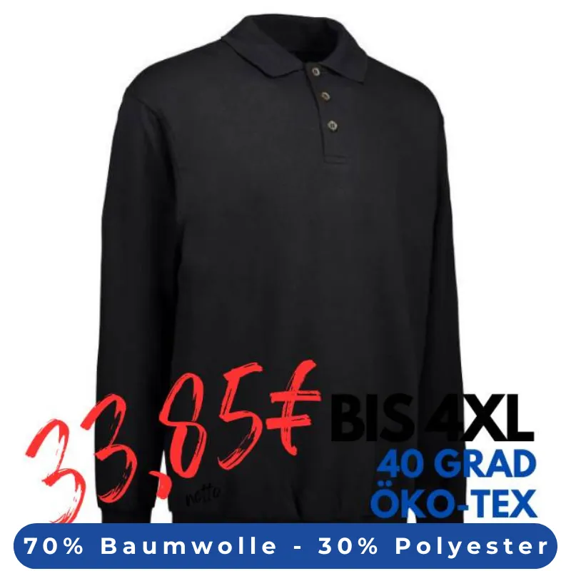 ARBEITS-SWEATSHIRT / ARBEITSPULLOVER HERREN | Classic Polo 601 von ID / Farbe: schwarz / 70% BAUMWOLLE 30% POLYESTER | MEIN-KASACK.de - KASACK - KASACKS