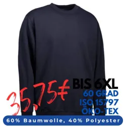 ARBEITS-SWEATSHIRT / ARBEITSPULLOVER HERREN | PRO Wear Classic 360 von ID / Farbe: navy / 60% BAUMWOLLE 40% POLYESTER