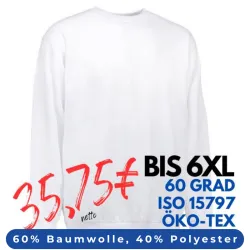 ARBEITS-SWEATSHIRT / ARBEITSPULLOVER HERREN | PRO Wear Classic 360 von ID / Farbe: weiß / 60% BAUMWOLLE 40% POLYESTER