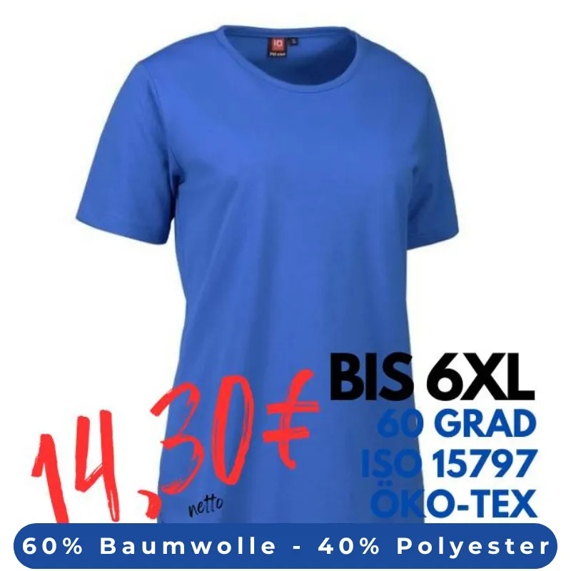 ARBEITS-T-SHIRT DAMEN | PRO Wear 312 von ID / Farbe: azur / 60% BAUMWOLLE 40% POLYESTER | MEIN-KASACK.de - KASACK - KASACKS