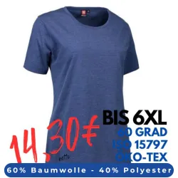 ARBEITS-T-SHIRT DAMEN | PRO Wear 312 von ID / Farbe: blau / 60% BAUMWOLLE 40% POLYESTER