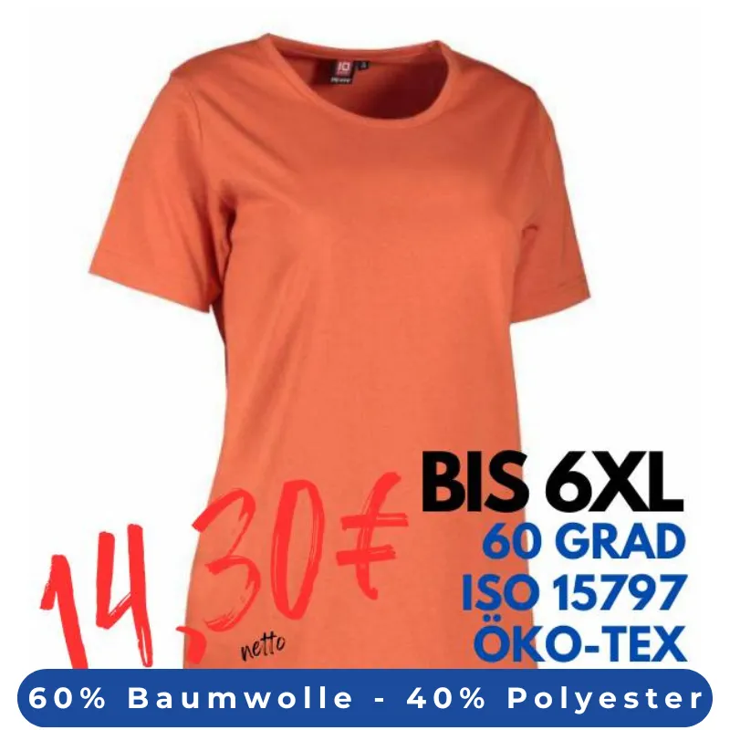 ARBEITS-T-SHIRT DAMEN | PRO Wear 312 von ID / Farbe: coral / 60% BAUMWOLLE 40% POLYESTER | MEIN-KASACK.de - KASACK - KASACKS