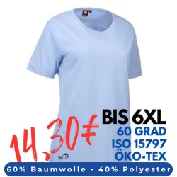 ARBEITS-T-SHIRT DAMEN | PRO Wear 312 von ID / Farbe: hellblau / 60% BAUMWOLLE 40% POLYESTER