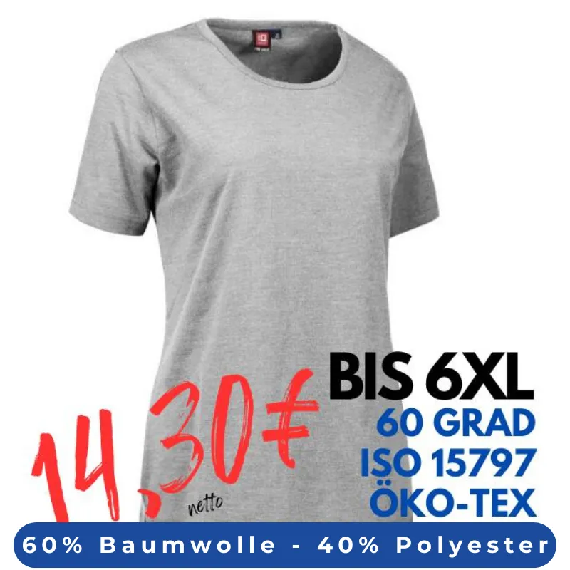 ARBEITS-T-SHIRT DAMEN | PRO Wear 312 von ID / Farbe: hellgrau / 60% BAUMWOLLE 40% POLYESTER | MEIN-KASACK.de - KASACK - KASACKS