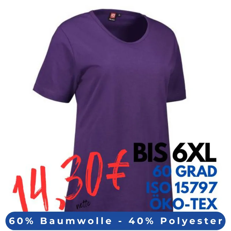 ARBEITS-T-SHIRT DAMEN | PRO Wear 312 von ID / Farbe: lila / 60% BAUMWOLLE 40% POLYESTER | MEIN-KASACK.de - KASACK - KASACKS