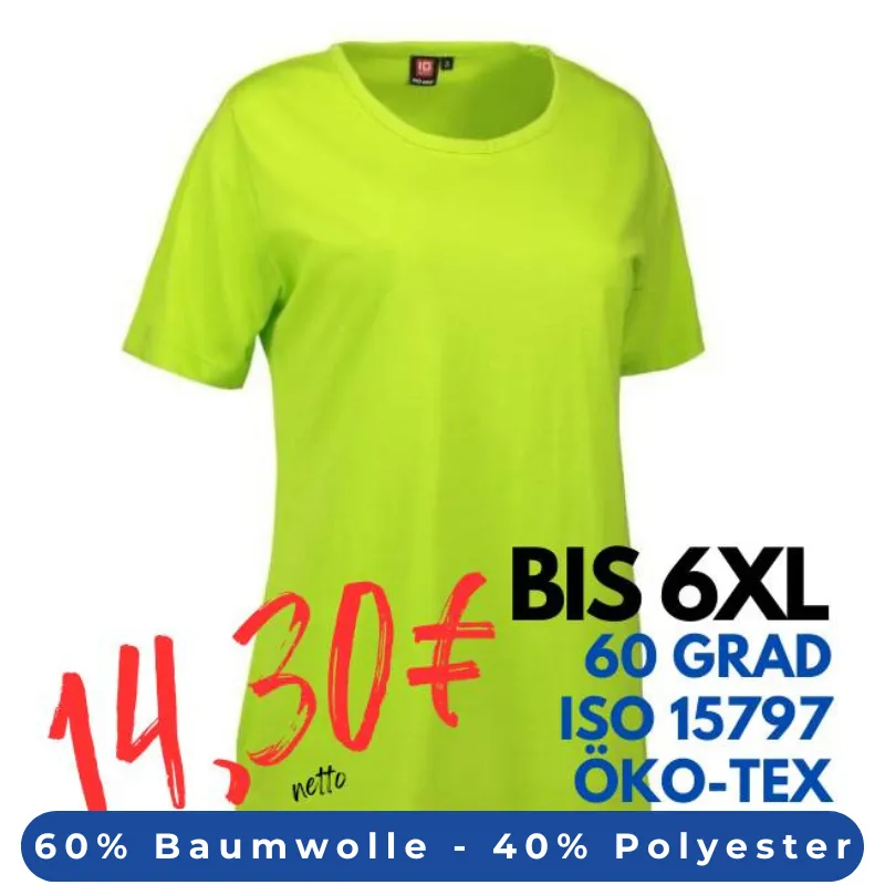 ARBEITS-T-SHIRT DAMEN | PRO Wear 312 von ID / Farbe: lime / 60% BAUMWOLLE 40% POLYESTER | MEIN-KASACK.de - KASACK - KASACKS