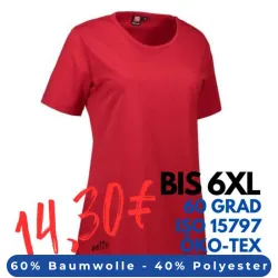 ARBEITS-T-SHIRT DAMEN | PRO Wear 312 von ID / Farbe: rot / 60% BAUMWOLLE 40% POLYESTER