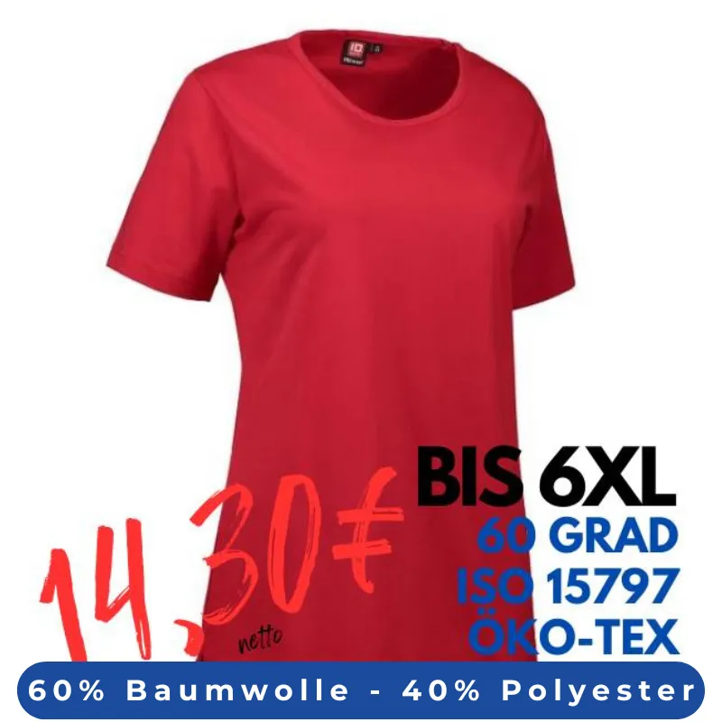 ARBEITS-T-SHIRT DAMEN | PRO Wear 312 von ID / Farbe: rot / 60% BAUMWOLLE 40% POLYESTER | MEIN-KASACK.de - KASACK - KASACKS