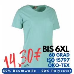 ARBEITS-T-SHIRT DAMEN | PRO Wear 312 von ID / Farbe: stovet aqua / 60% BAUMWOLLE 40% POLYESTER