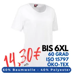 ARBEITS-T-SHIRT DAMEN | PRO Wear 312 von ID / Farbe: weiß / 60% BAUMWOLLE 40% POLYESTER