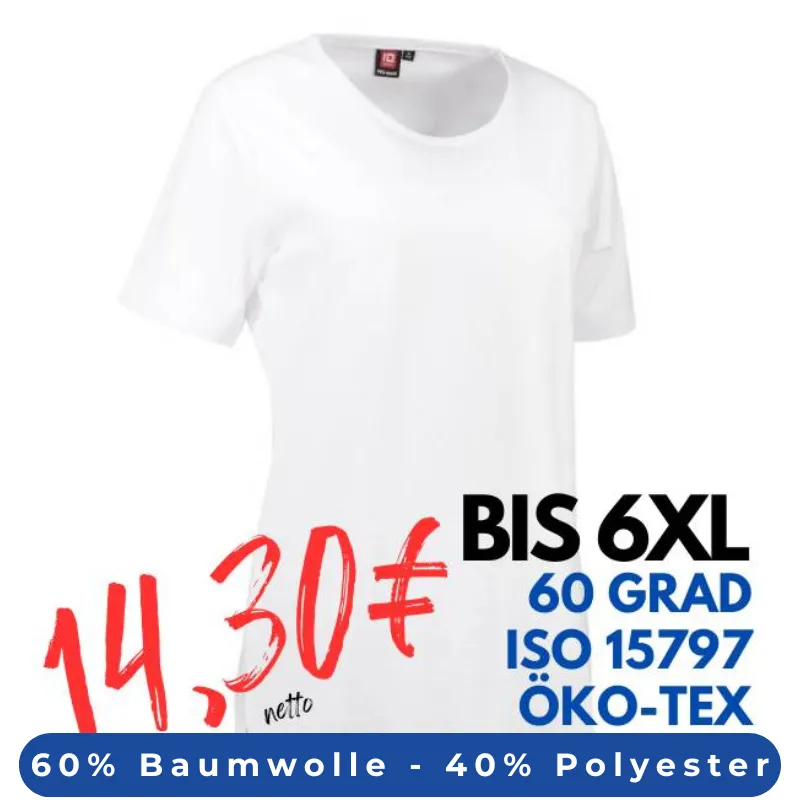 ARBEITS-T-SHIRT DAMEN | PRO Wear 312 von ID / Farbe: weiß / 60% BAUMWOLLE 40% POLYESTER | MEIN-KASACK.de - KASACK - KASACKS