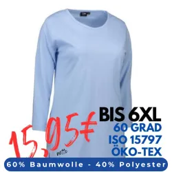 ARBEITS-T-SHIRT DAMEN | PRO Wear 313 von ID / Farbe: hellblau / 60% BAUMWOLLE 40% POLYESTER