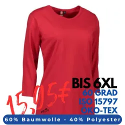 ARBEITS-T-SHIRT DAMEN | PRO Wear 313 von ID / Farbe: rot / 60% BAUMWOLLE 40% POLYESTER