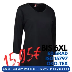 ARBEITS-T-SHIRT DAMEN | PRO Wear 313 von ID / Farbe: schwarz / 60% BAUMWOLLE 40% POLYESTER