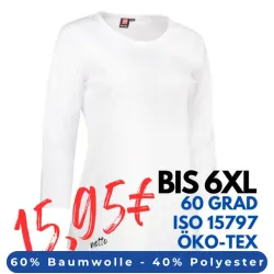 ARBEITS-T-SHIRT DAMEN | PRO Wear 313 von ID / Farbe: weiß / 60% BAUMWOLLE 40% POLYESTER