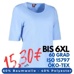 ARBEITS-T-SHIRT DAMEN | PRO Wear 315 von ID / Farbe: hellblau / 60% BAUMWOLLE 40% POLYESTER