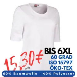 ARBEITS-T-SHIRT DAMEN | PRO Wear 315 von ID / Farbe: weiß / 60% BAUMWOLLE 40% POLYESTER