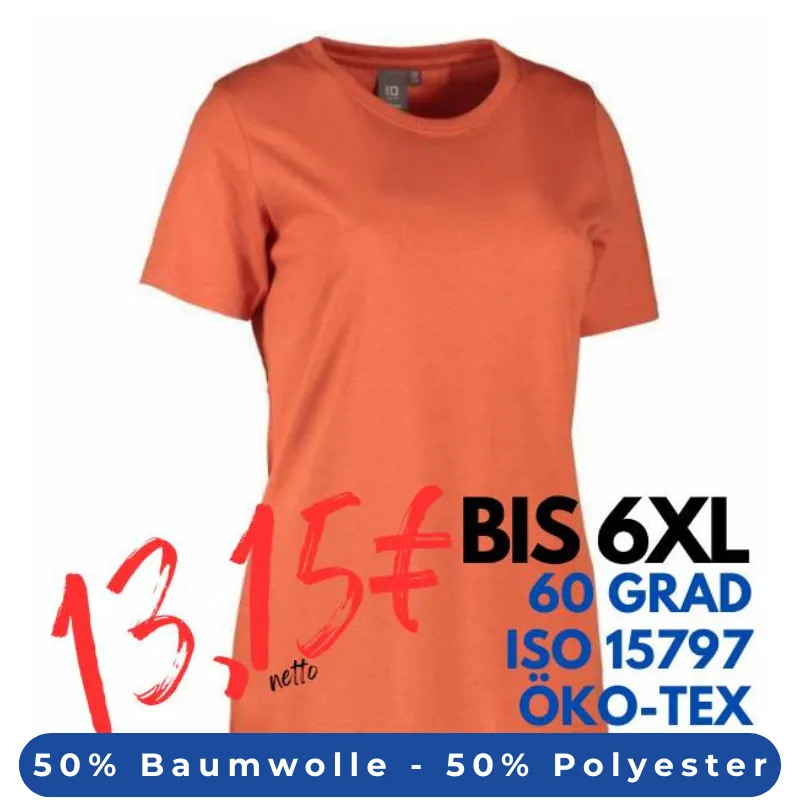 ARBEITS-T-SHIRT DAMEN | PRO Wear 317 von ID / Farbe: coral / 50% BAUMWOLLE 50% POLYESTER | MEIN-KASACK.de - KASACK - KASACKS