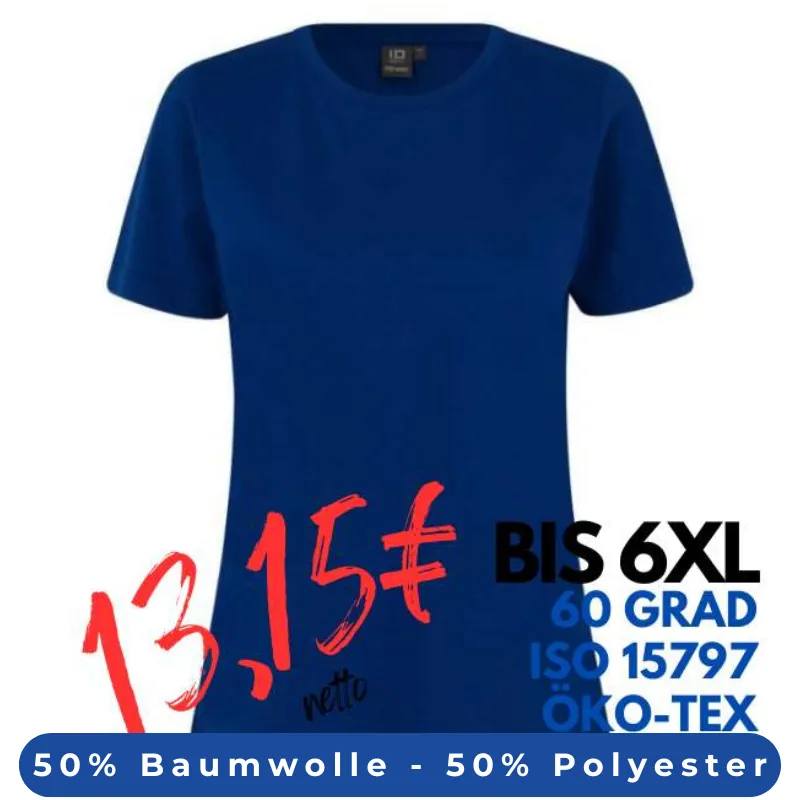 ARBEITS-T-SHIRT DAMEN | PRO Wear 317 von ID / Farbe: königsblau / 50% BAUMWOLLE 50% POLYESTER | MEIN-KASACK.de - KASACK - KASACKS