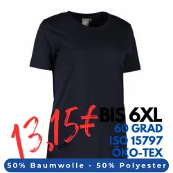 ARBEITS-T-SHIRT DAMEN | PRO Wear 317 von ID / Farbe: navy / 50% BAUMWOLLE 50% POLYESTER
