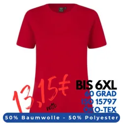 ARBEITS-T-SHIRT DAMEN | PRO Wear 317 von ID / Farbe: rot / 50% BAUMWOLLE 50% POLYESTER