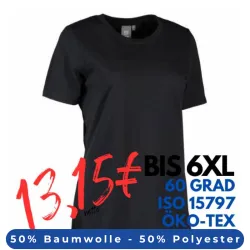 ARBEITS-T-SHIRT DAMEN | PRO Wear 317 von ID / Farbe: schwarz / 50% BAUMWOLLE 50% POLYESTER