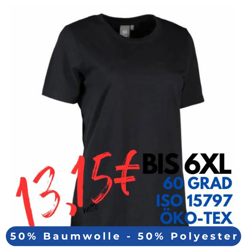 ARBEITS-T-SHIRT DAMEN | PRO Wear 317 von ID / Farbe: schwarz / 50% BAUMWOLLE 50% POLYESTER | MEIN-KASACK.de - KASACK - KASACKS
