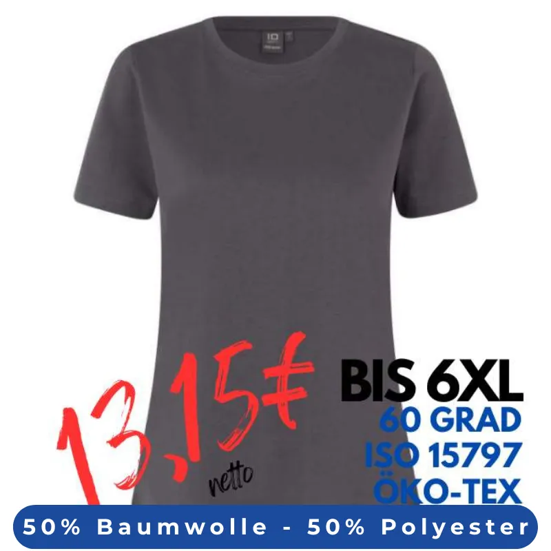 ARBEITS-T-SHIRT DAMEN | PRO Wear 317 von ID / Farbe: silver grey / 50% BAUMWOLLE 50% POLYESTER | MEIN-KASACK.de - KASACK - KASACKS