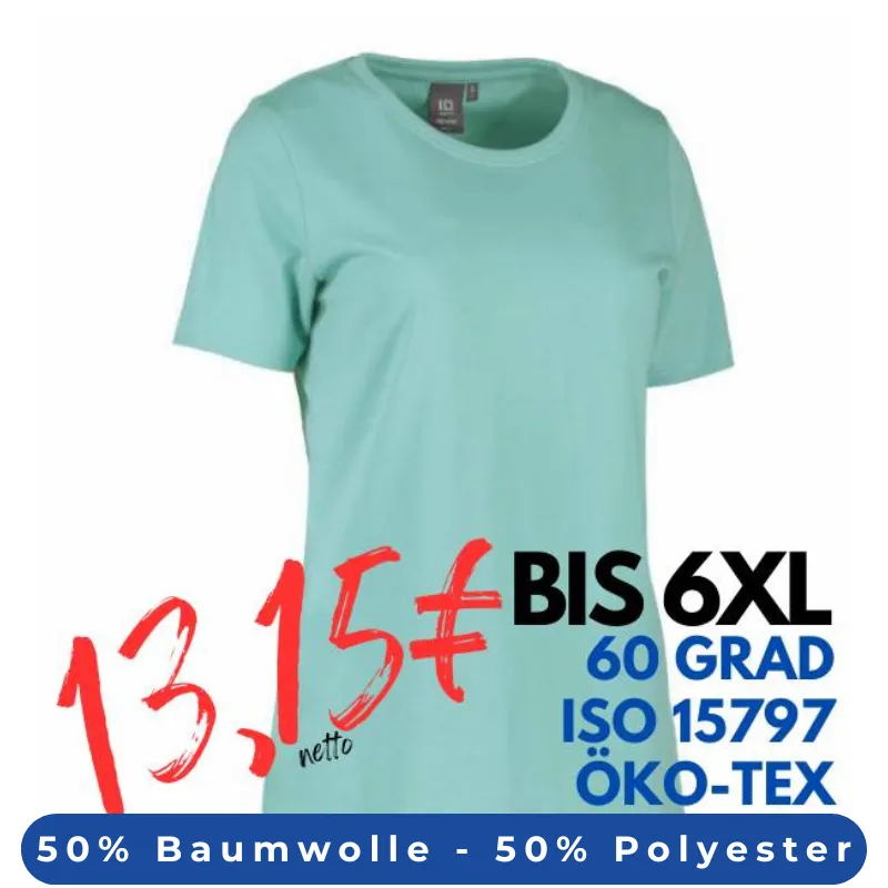 ARBEITS-T-SHIRT DAMEN | PRO Wear 317 von ID / Farbe: stovet aqua / 50% BAUMWOLLE 50% POLYESTER | MEIN-KASACK.de - KASACK - KASACKS