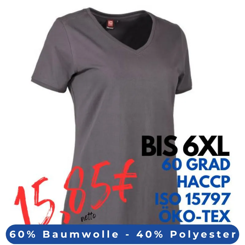 ARBEITS-T-SHIRT DAMEN | PRO Wear CARE 373 von ID / Farbe: grau / 60% BAUMWOLLE 40% POLYESTER | MEIN-KASACK.de - KASACK - KASACKS
